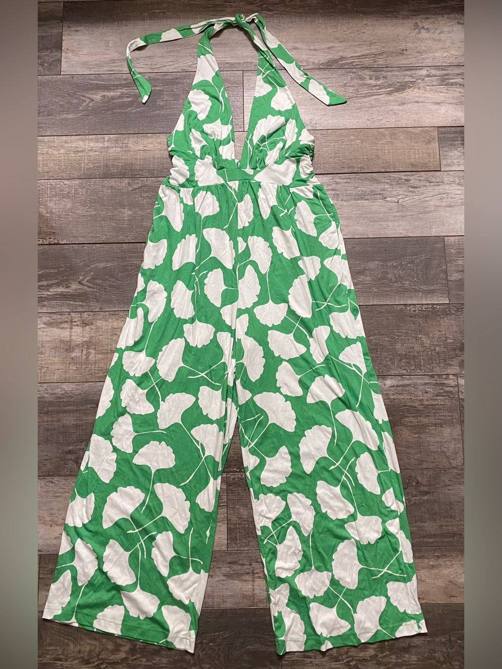 XL Green Floral Halter Wide Leg Jumpsuit Diane Von Furstenberg for Target NWT - Picture 6 of 6